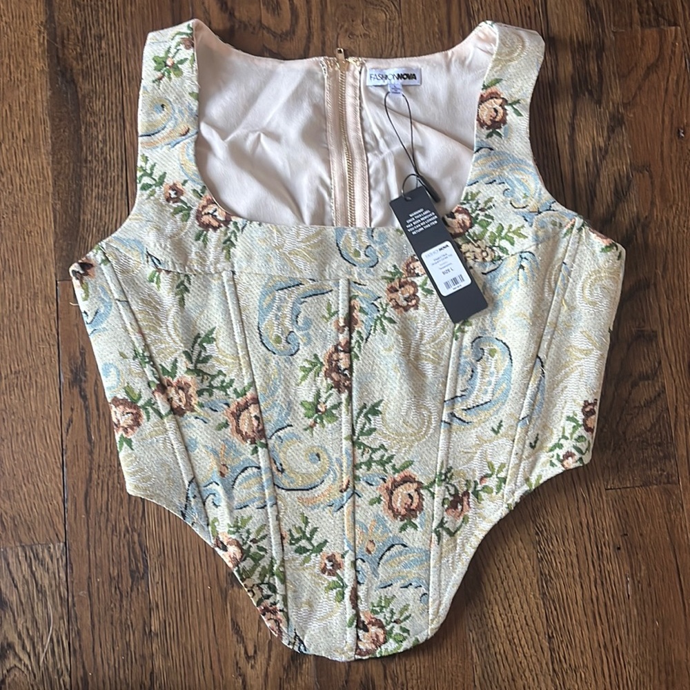 Elegant Days Jacquard Corset Top - Size Large